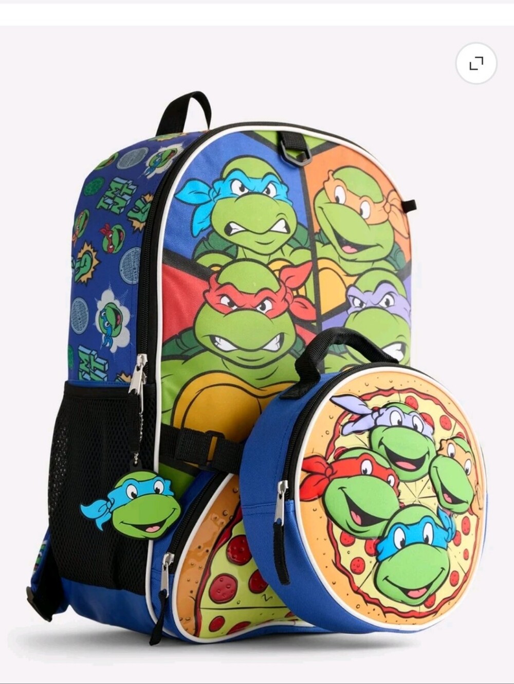 Kids Blue Teenage Mutant Ninja Turtles Backpack and Lunch Bag Set 17" Book Bag